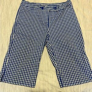 Jones New York Womens Stretch Plaid Bermuda Shorts Blue and White Size 6